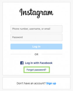 Instagram-Anmeldeseite