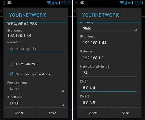 DNS-Konfiguration auf Android